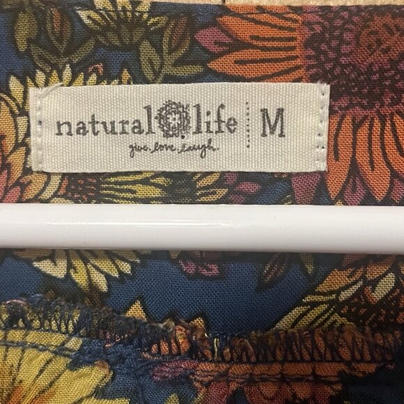 Natural Life Crop Top Smocked Floral Short Sleeve Size Médium Ruffle Shirt Boho - Picture 3 of 8